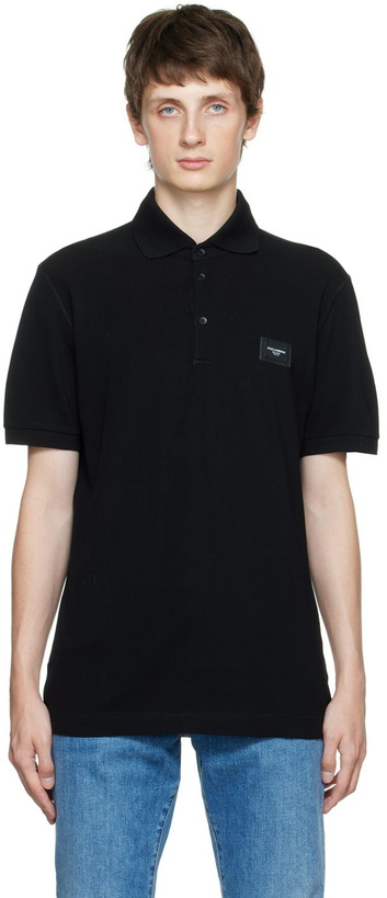 Photo: Dolce & Gabbana Black Cotton Polo