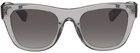 Valentino Garavani Grey & Black 'VLTN' Squared Sunglasses