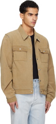 MM6 Maison Margiela Beige Trucker Faux-Suede Jacket