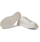 Versace - Logo-Print Rubber-Trimmed Leather Sneakers - Neutrals