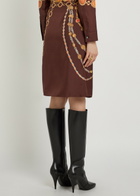 Versace Printed Silk Midi Skirt Brown