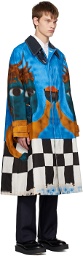 Charles Jeffrey Loverboy Blue Airbrushed Trench Coat