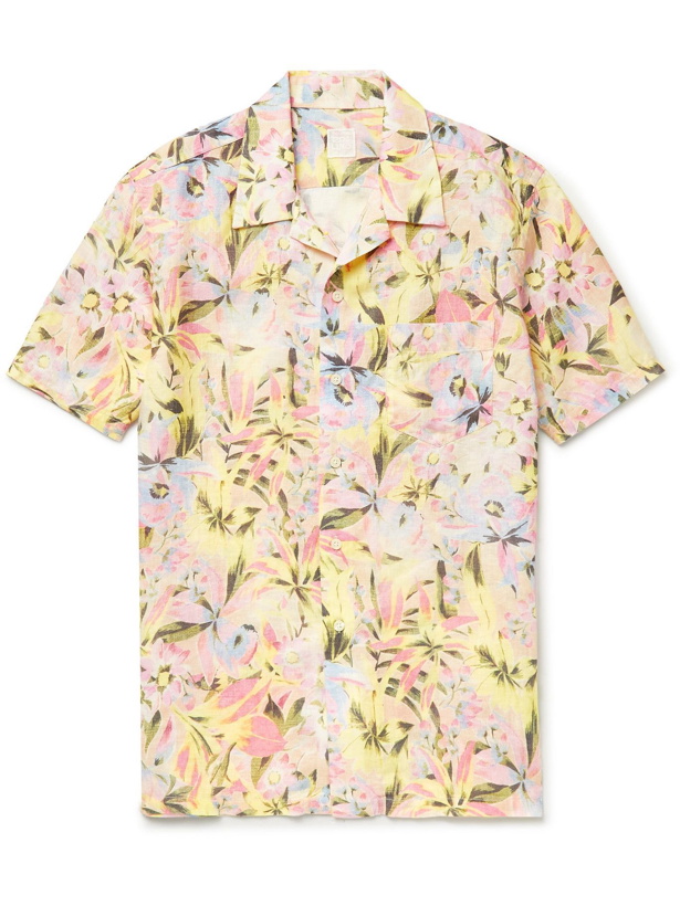 Photo: 120% - Camp-Collar Floral-Print Linen Shirt - Pink