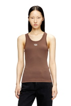 Diesel Slim ribbed tank top with metallic Oval D - T-Shirts Womens in Brown