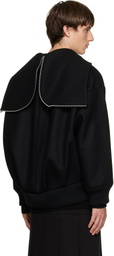 Simone Rocha Black Embellished Oversized Split Hood Jacket