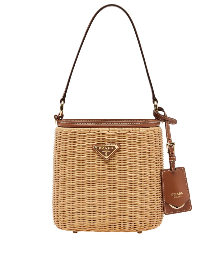 Photo: Prada Leather-trimmed wicker bucket bag