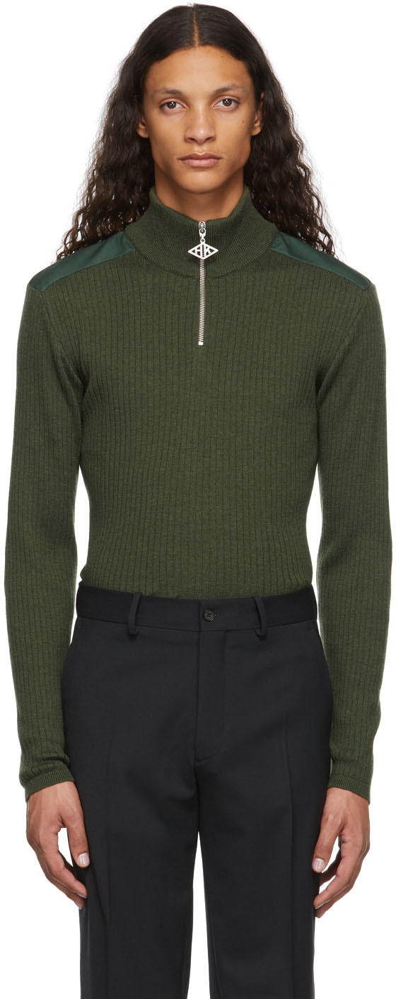 Han Kjobenhavn Green Rib Quarter-Zip Sweater Han Kjobenhavn