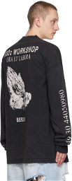 032c SSENSE XX Black Long Sleeve 'Religious Services' T-Shirt