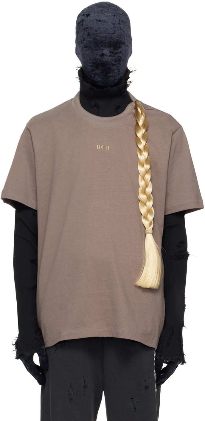 Doublet Gray Braids Hair T-Shirt Doublet