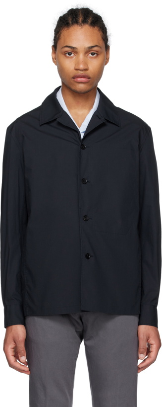 Photo: ZEGNA Navy Seam Pocket Shirt