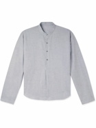 Stòffa - Grandad-Collar Linen and Cotton-Blend Half-Placket Shirt - Gray