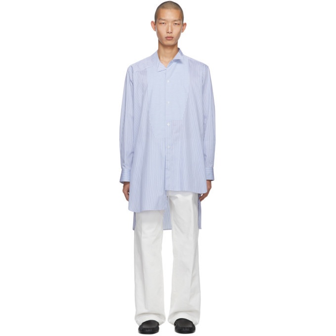 Photo: Loewe Blue and White Striped Asymmetric Shirt