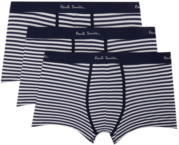 Photo: Paul Smith Three-Pack Navy & White Boxer Briefs