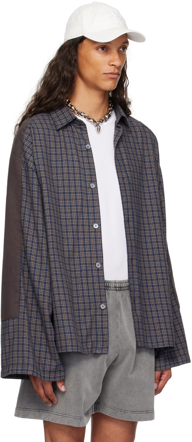 Acne Studios Brown & Blue Check Shirt Acne Studios
