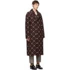 Gucci Black and Red GG Diamond Coat