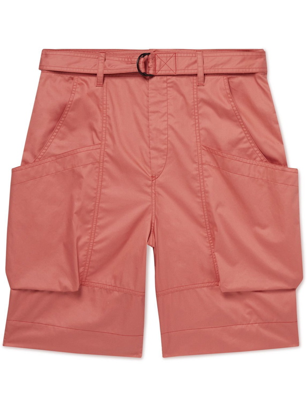 Photo: Isabel Marant - Frayis Wide-Leg Belted Cotton-Satin Cargo Shorts - Orange