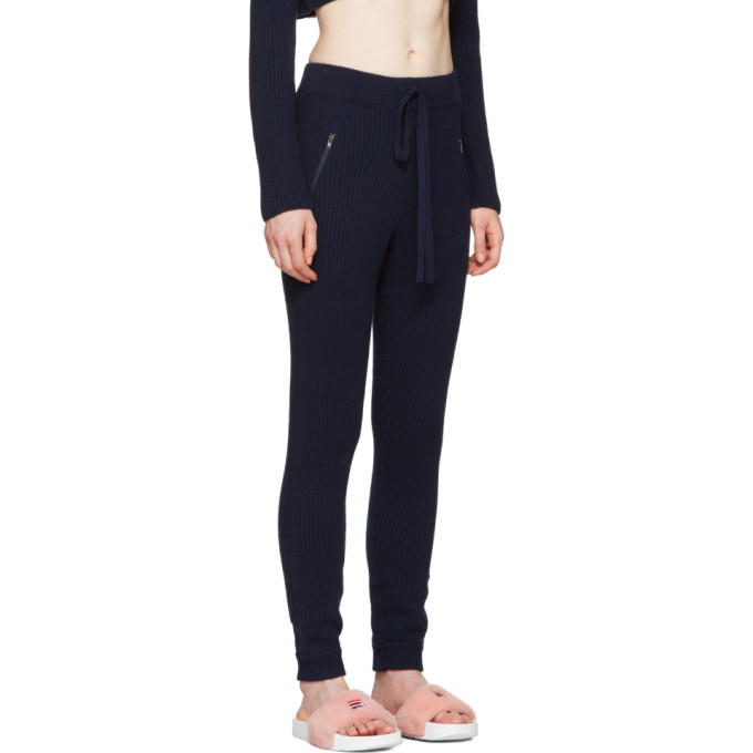 Baja East Navy Cashmere Ribbed Lounge Pants