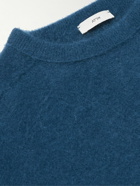 ATON - Garment-Dyed Brushed-Cashmere Sweater - Blue