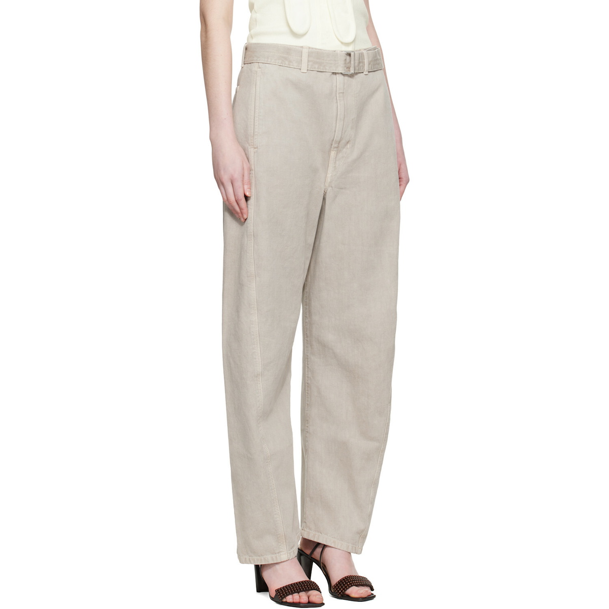 LEMAIRE Gray Twisted Belted Trousers