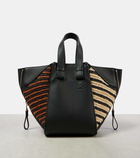 Loewe Hammock Small leather-trimmed raffia tote bag