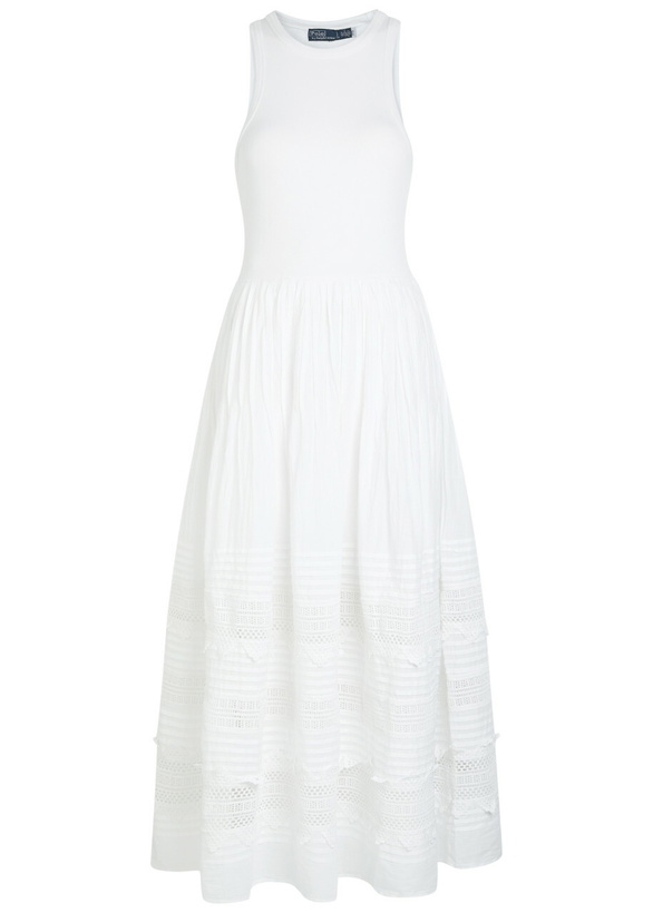 Photo: Polo Ralph Lauren Embroidered Stretch-cotton Midi Dress White