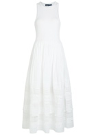 Polo Ralph Lauren Embroidered Stretch-cotton Midi Dress White