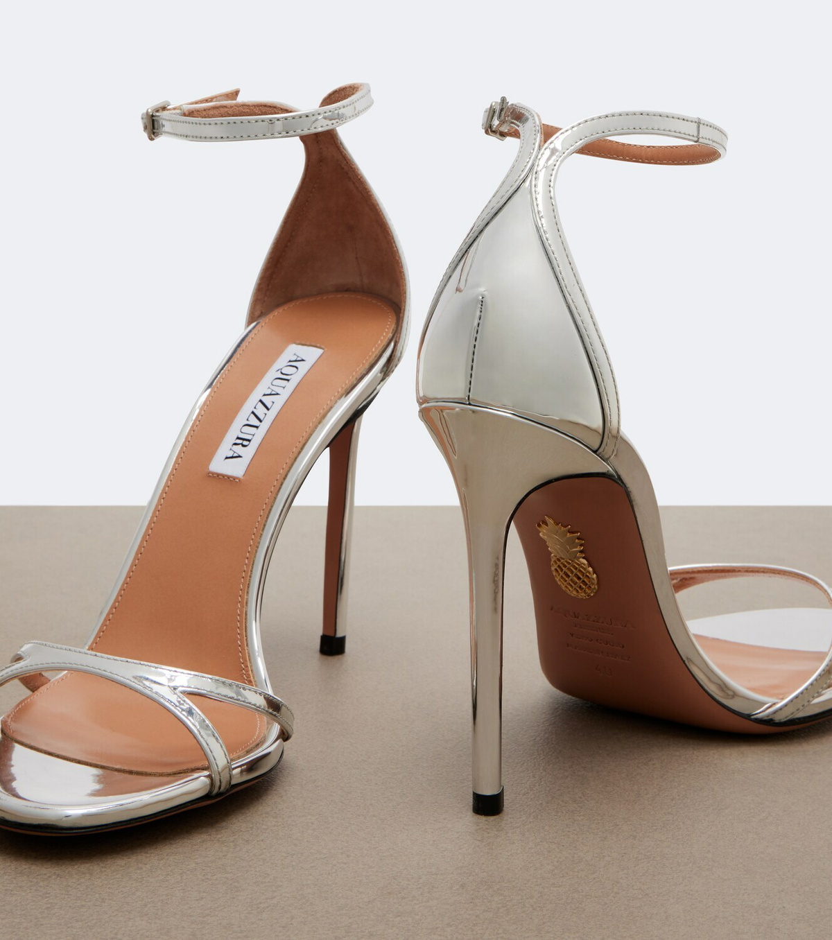 Aquazzura Nuda mirrored leather sandals
