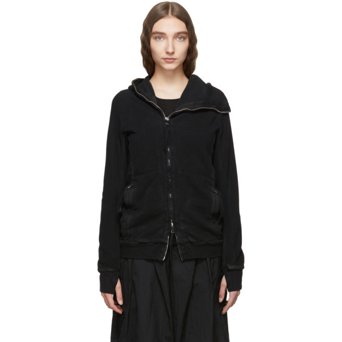 Boris Bidjan Saberi Black Asymmetric Zipper Hoodie