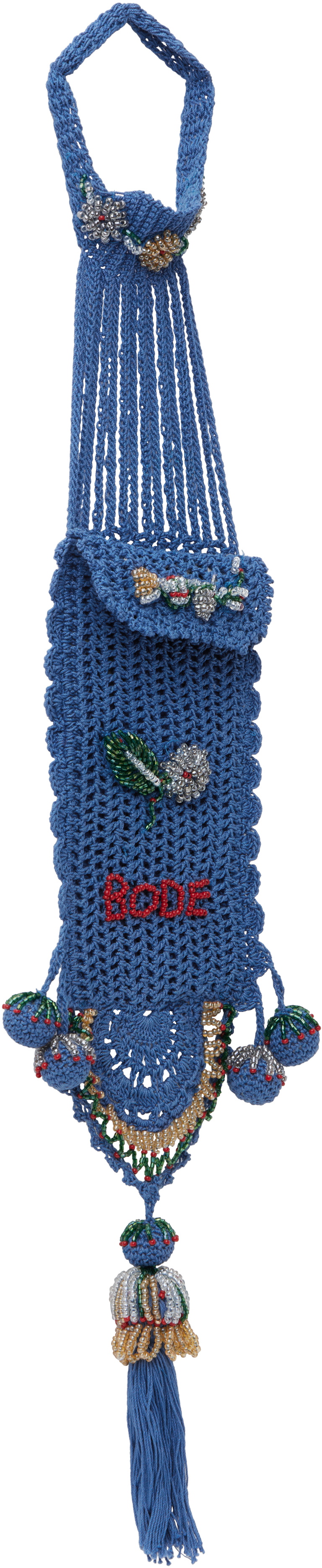 Bode Blue Laurel Crochet Pouch