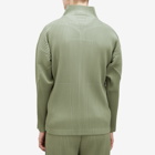 Homme Plissé Issey Miyake Men's Pleated Zip Jacket in Sage Green