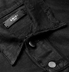 AMIRI - MX2 Leather-Panelled Distressed Denim Jacket - Black