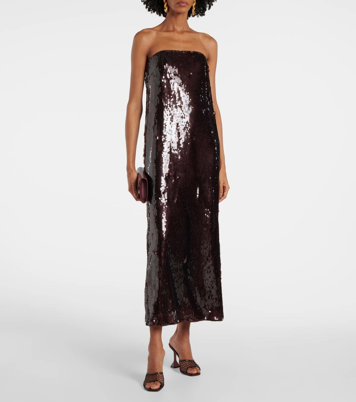 chinese dress ladies Staud Mesa Riverstone Sequin Combo Maxi Dress