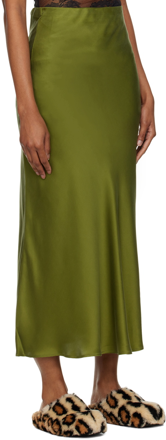 Silk Laundry Green Bias Cut Midi Skirt