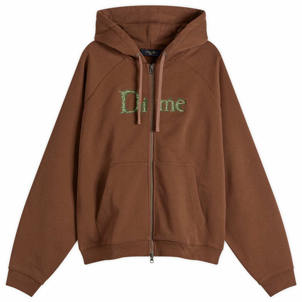 Dime Men's Classic Veins Zip Hoodie in Brown