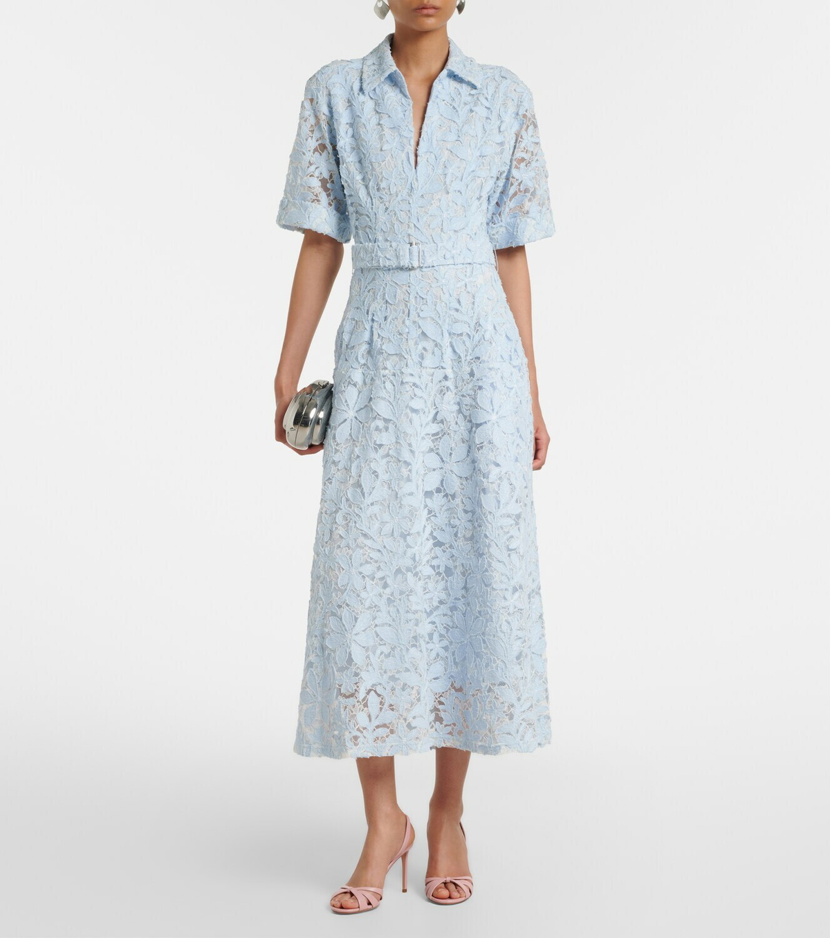 Simkhai Deanna lace guipure cotton midi dress