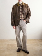 RRL - Corduroy-Trimmed Leather Jacket - Brown