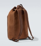 Brunello Cucinelli Leather-trimmed suede backpack