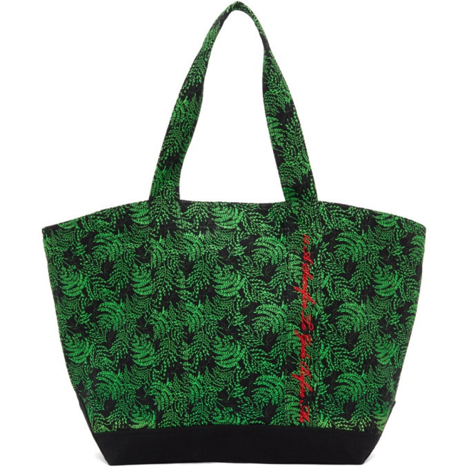 Photo: SSENSE WORKS SSENSE Exclusive Jeremy O. Harris Black and Green Cursive Text Tote