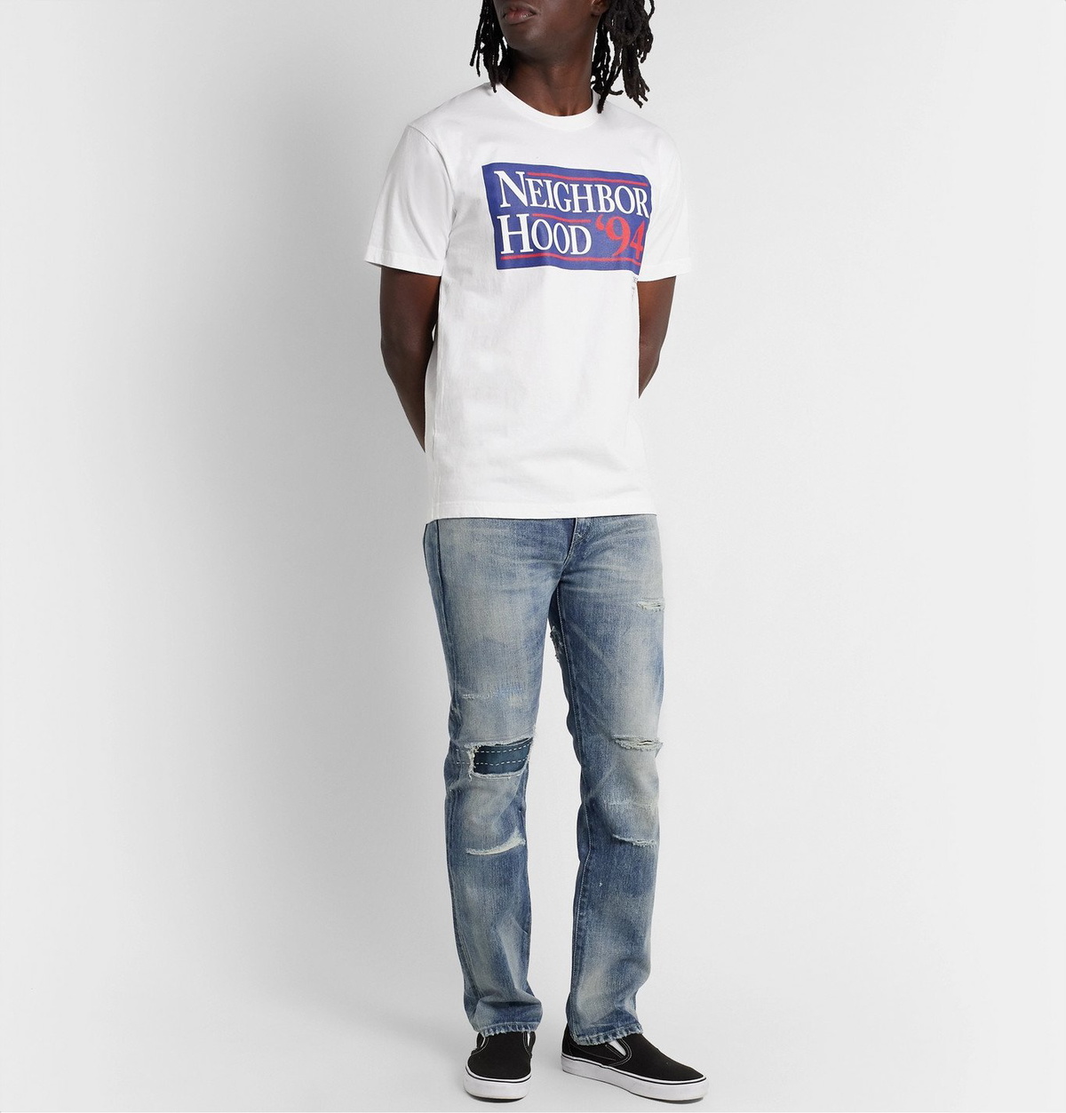 Neighborhood - Claw Mod Savage Slim-Fit Distressed Embroidered Denim Jeans  - Blue Neighborhood