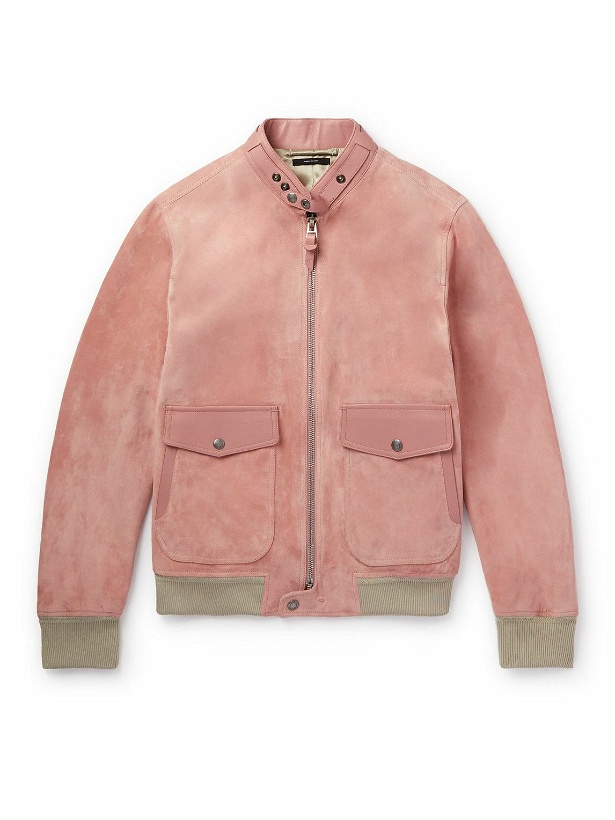 Photo: TOM FORD - Members Only Slim-Fit Leather-Trimmed Suede Bomber Jacket - Pink