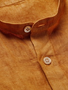 BOGLIOLI - Grandad-Collar Linen Shirt - Orange