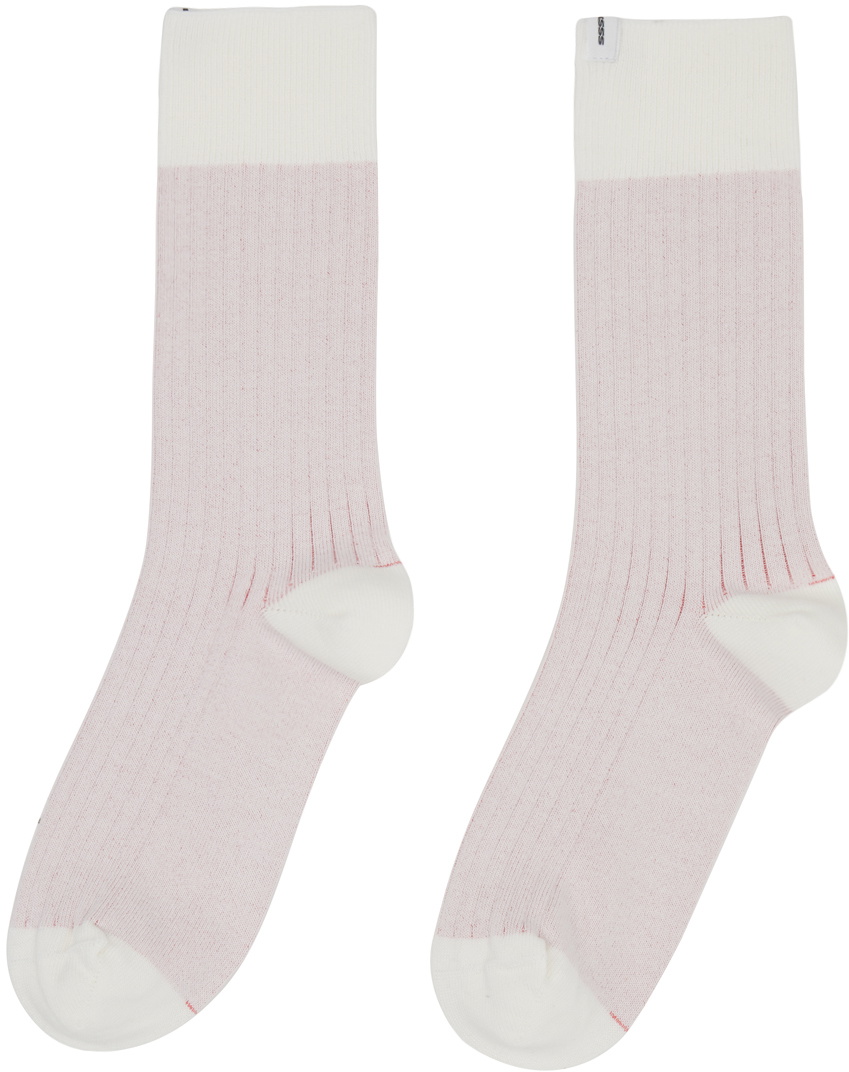 SOCKSSS Two-Pack Pink & Black Ribbed Socks