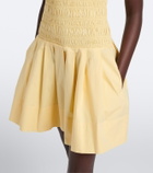 Ganni Shirred cotton-blend minidress