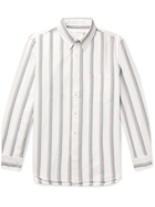 ADSUM - Button-Down Collar Striped Cotton Oxford Shirt - White