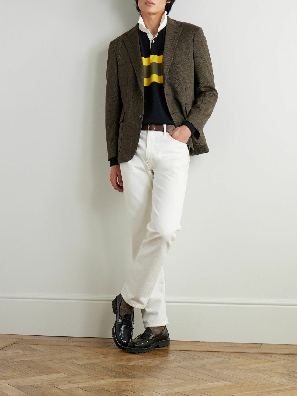 Polo Ralph Lauren - Poplin-Trimmed Striped Cotton Rugby Shirt - Black