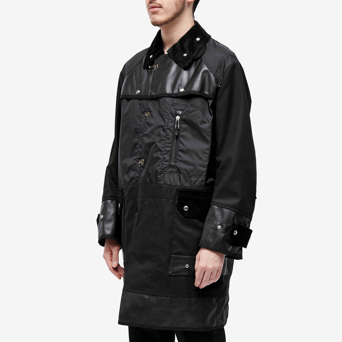 Junya Watanabe MAN Men's Nylon Oxford & Synthetic Leather Overcoat