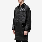 Junya Watanabe MAN Men's Nylon Oxford & Synthetic Leather Overcoat in Black/Black