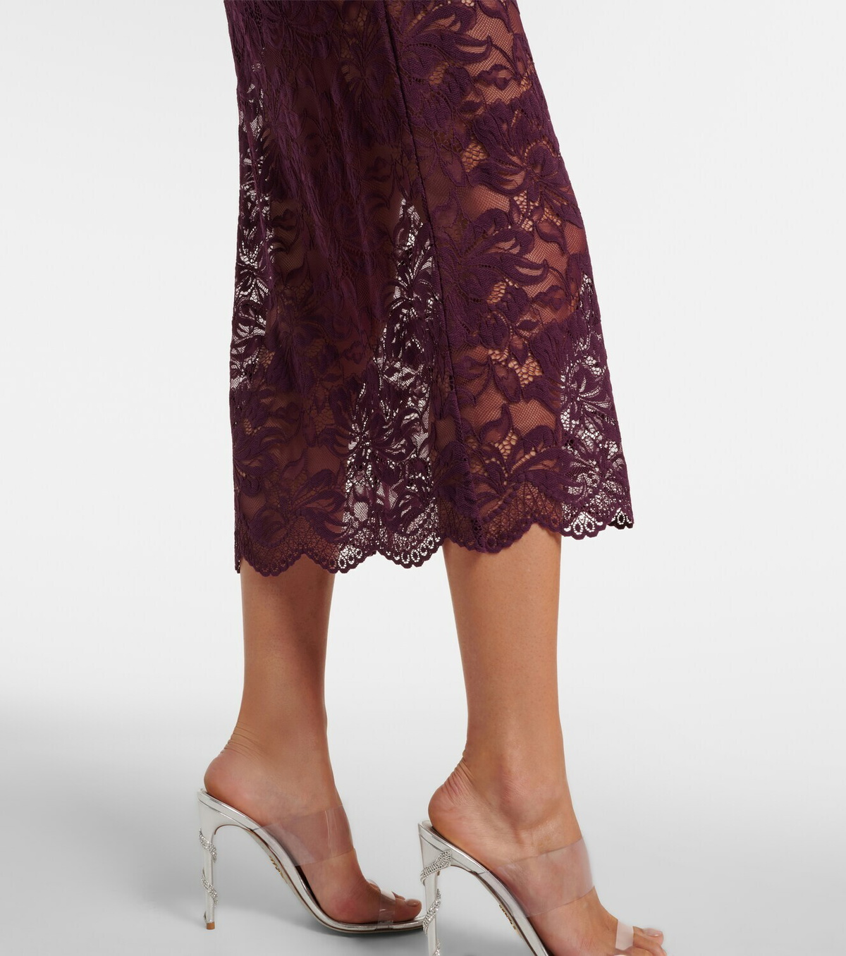 Rabanne Floral lace midi skirt