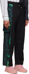 Feng Chen Wang Black & Green Lacquerware Cargo Pants