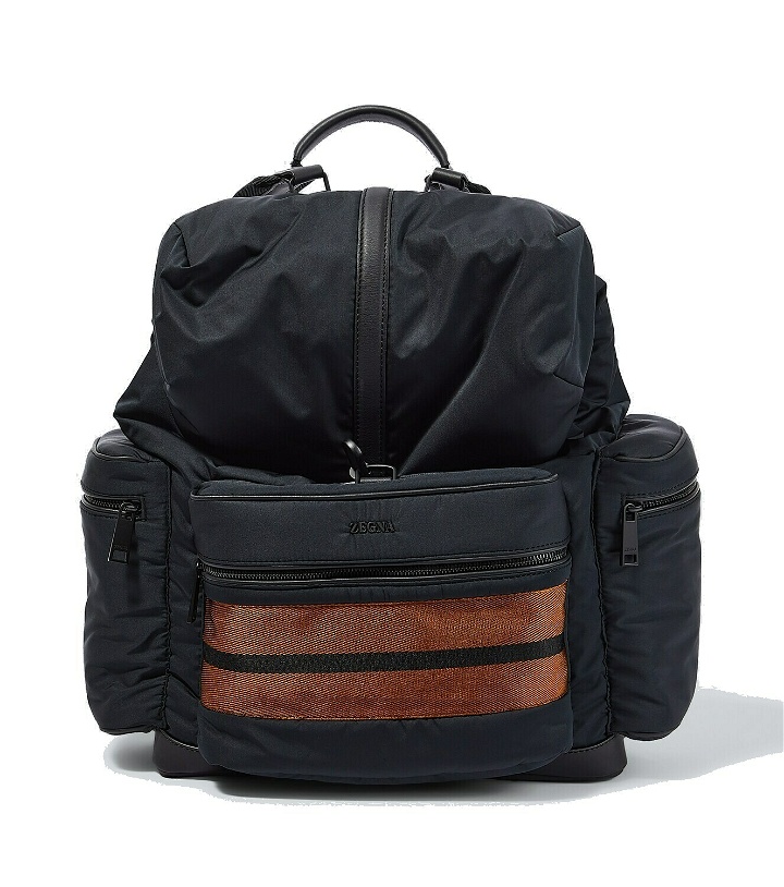 Photo: Zegna Leather-trimmed backpack